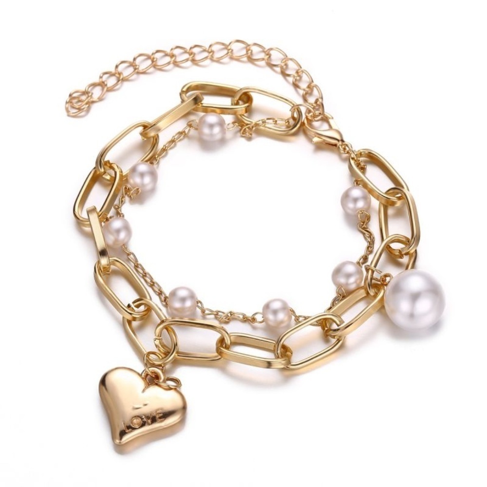 *ANTONETTA* Gold x Pearl Layered Fashion Bracelet